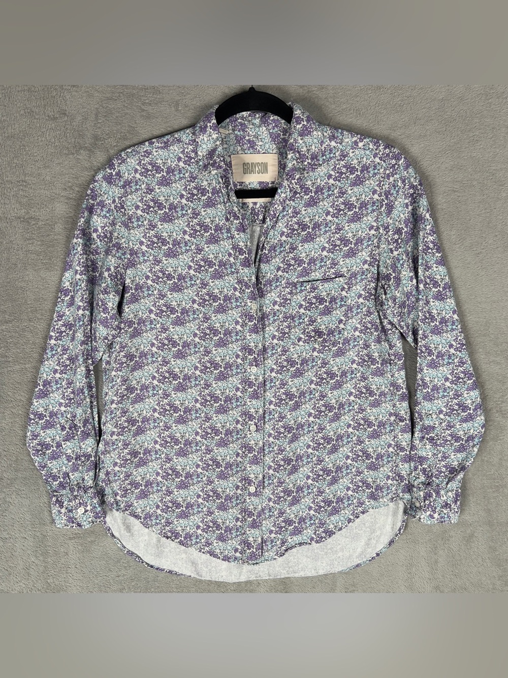 Grayson The Hero Shirt Womens 01 Blue Purple Floral Blouse Long Sleeve Button-Up